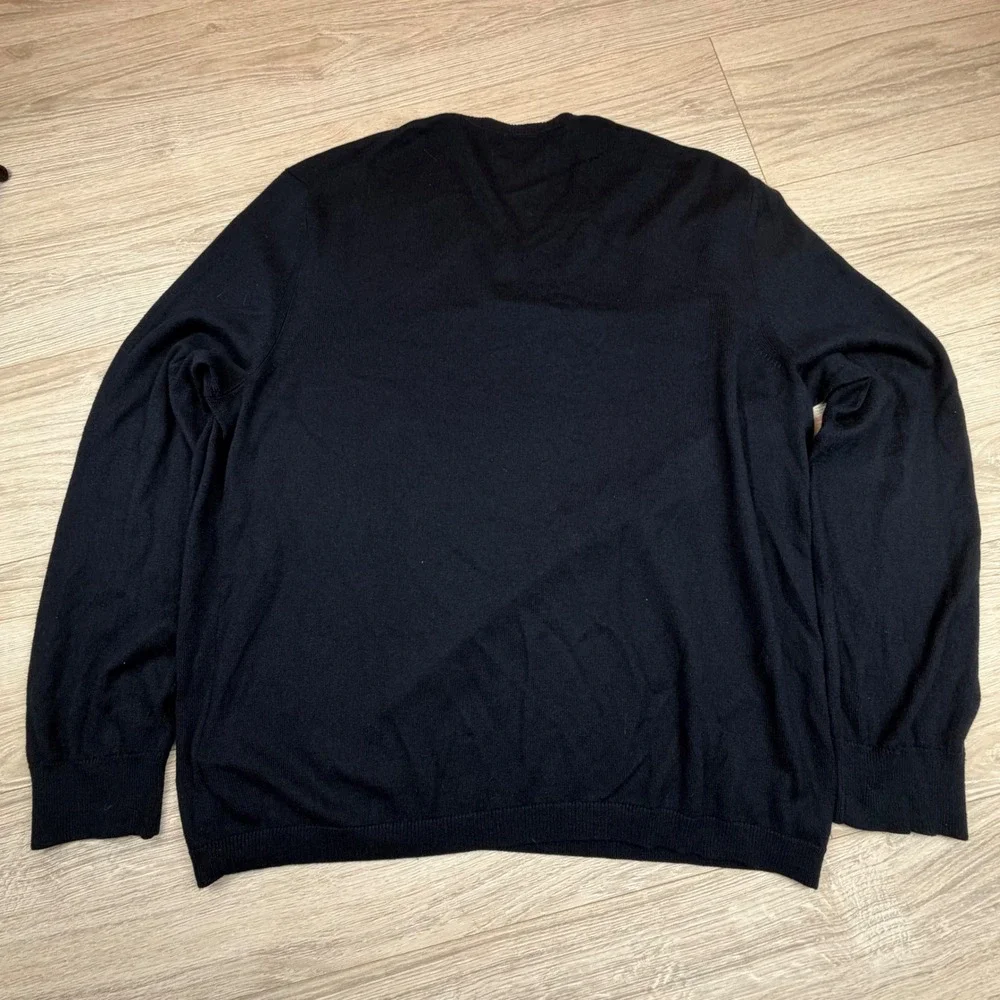 Banana Republic Mens V Neck Sweater Silk Cashmere Navy‎ Blue Size L